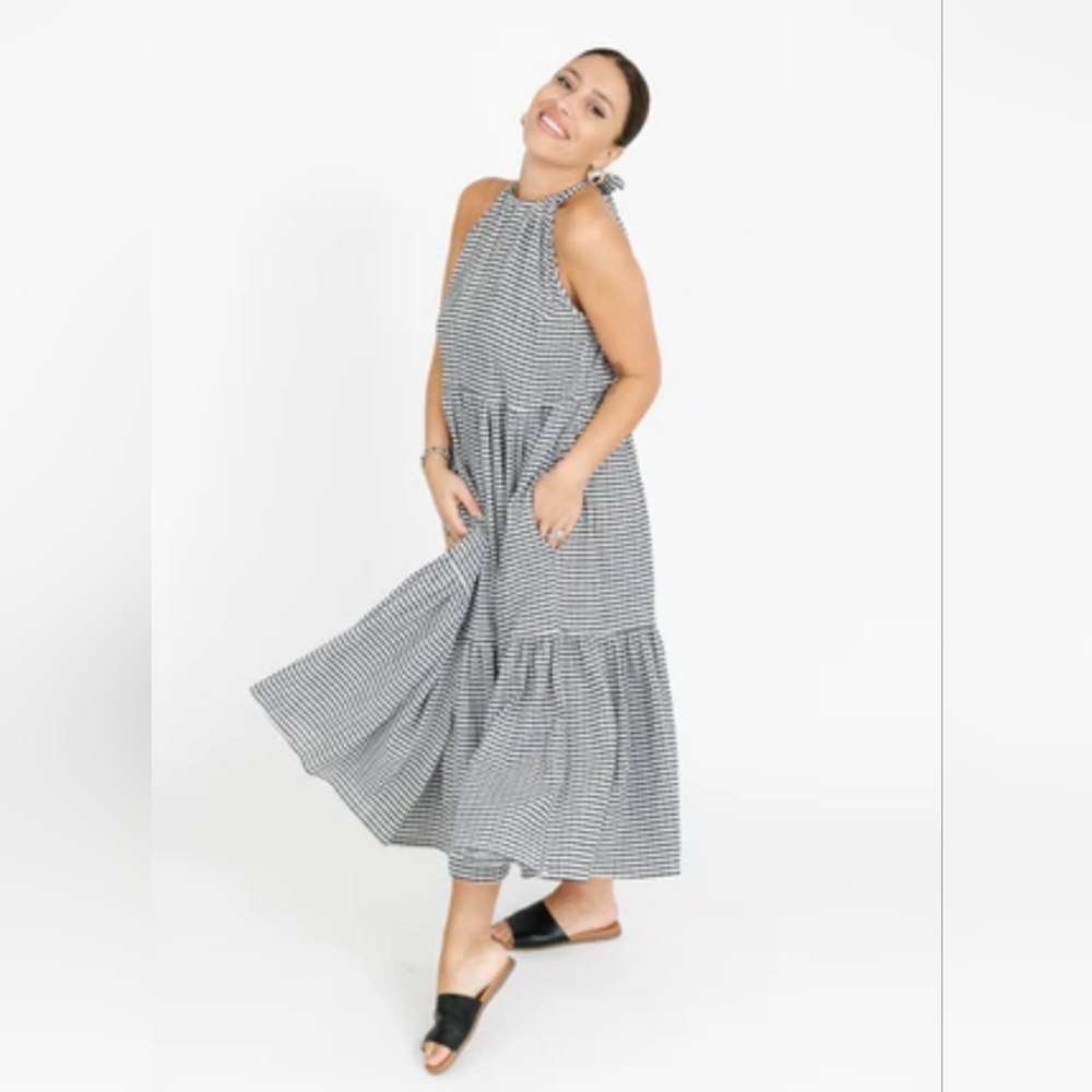 Smash + Tess Valentina Maxi Dress in black and white gingham